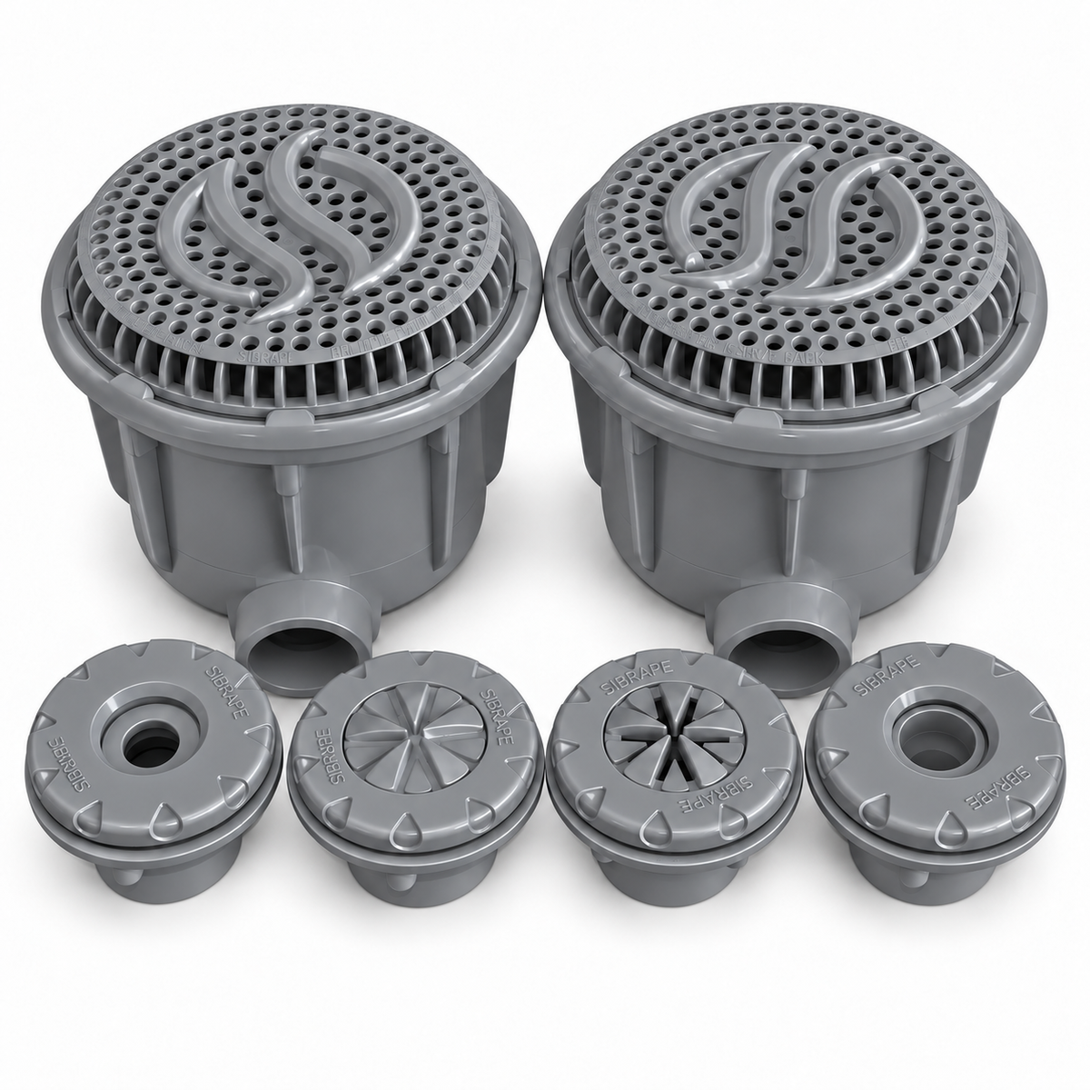 Kit Dreno Duplo para Piscina Sibrape — Cinza