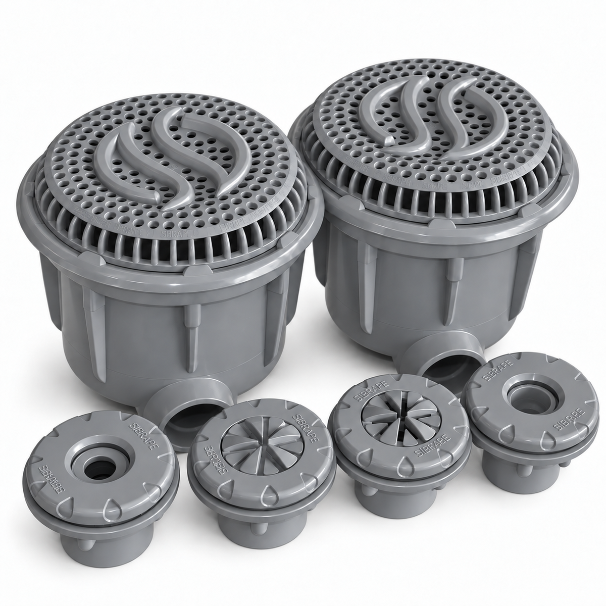 Kit Dreno Duplo para Piscina Sibrape — Cinza