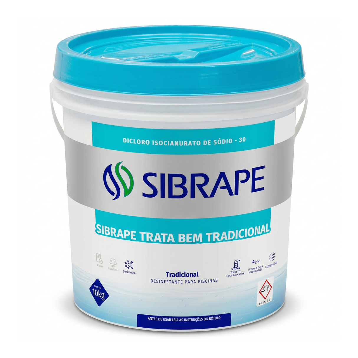 Cloro Dicloro 10kg Trata Bem - Vista Lateral - Sibrape