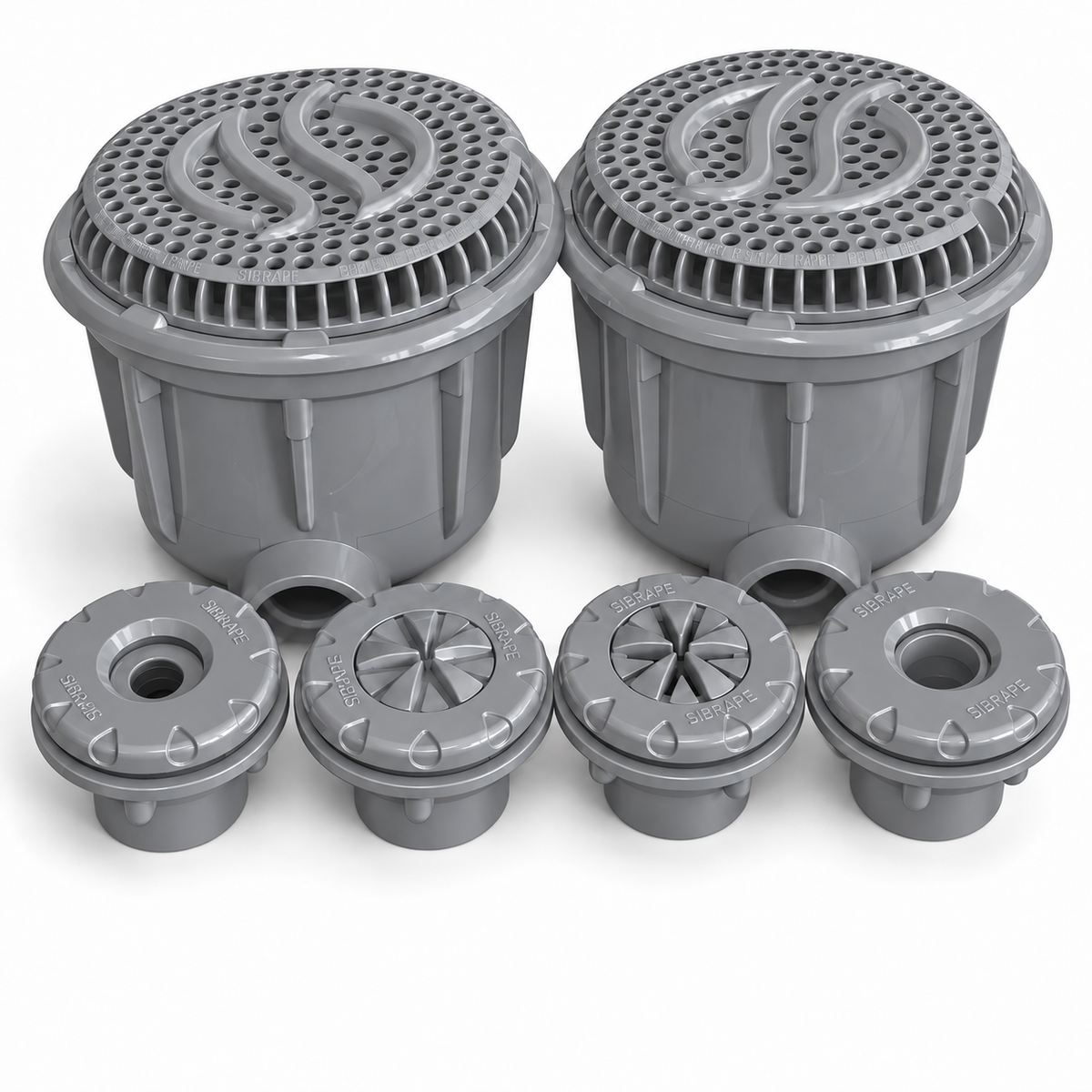 Kit Dreno Duplo para Piscina Sibrape — Cinza